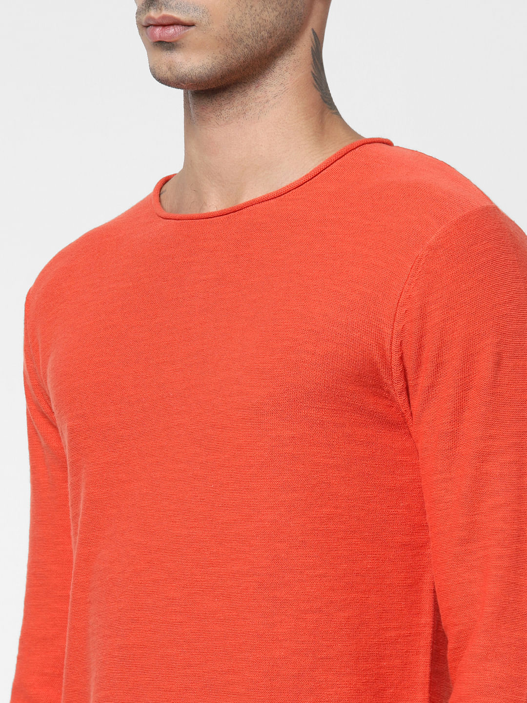 Orange Crew Neck Pullover