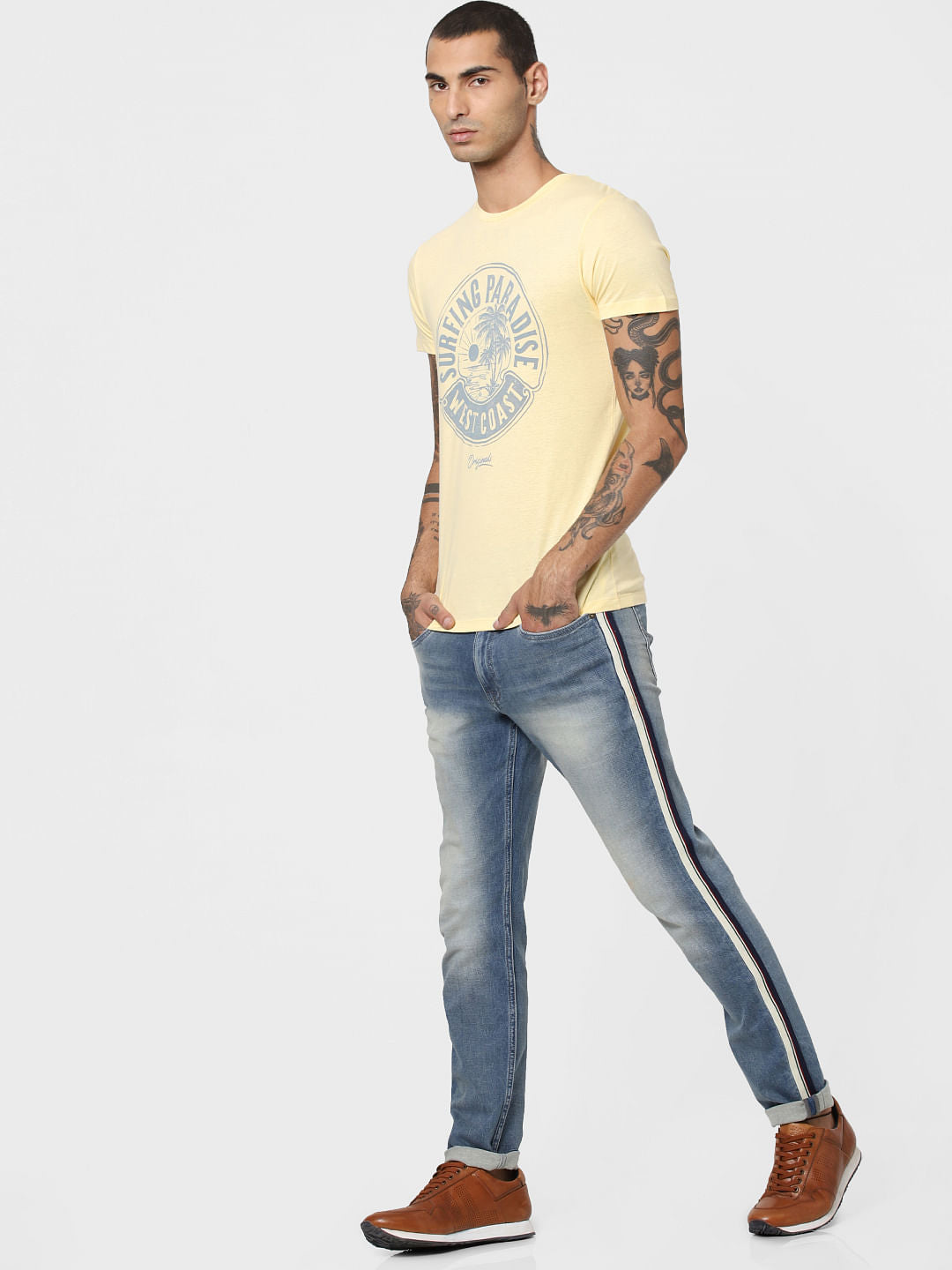 Yellow Typographic Print T-shirt