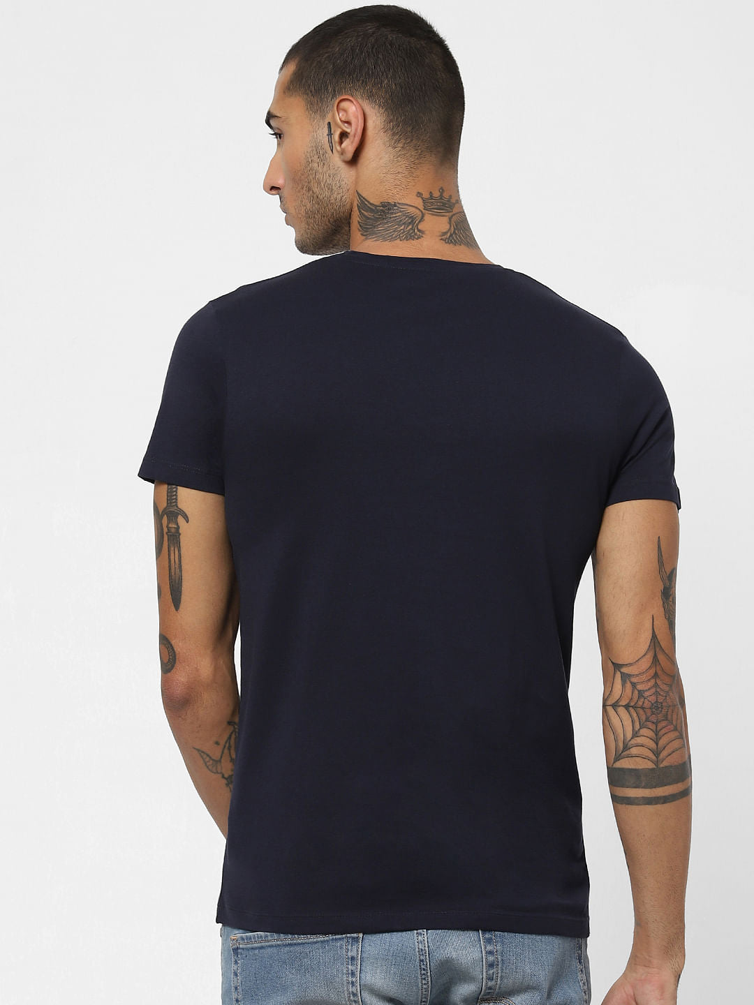 Navy Blue Graphic Print Crew Neck T-shirt