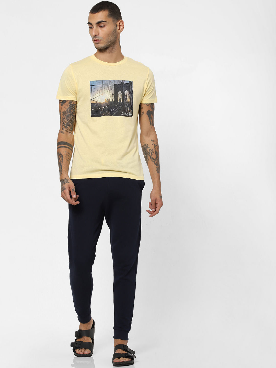 Yellow Graphic Print Crew Neck T-shirt