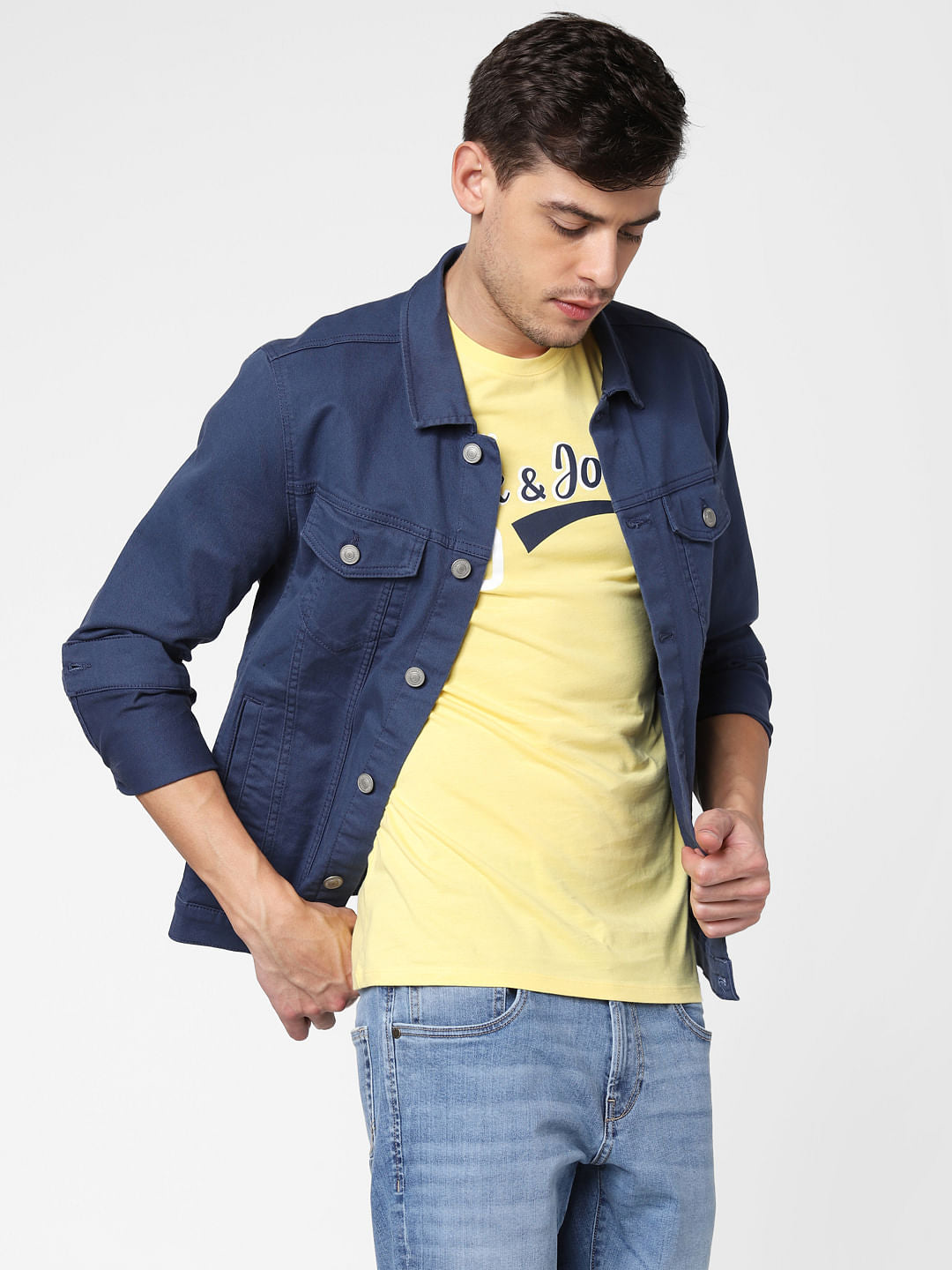 Yellow Logo Print Crew Neck T-shirt - S