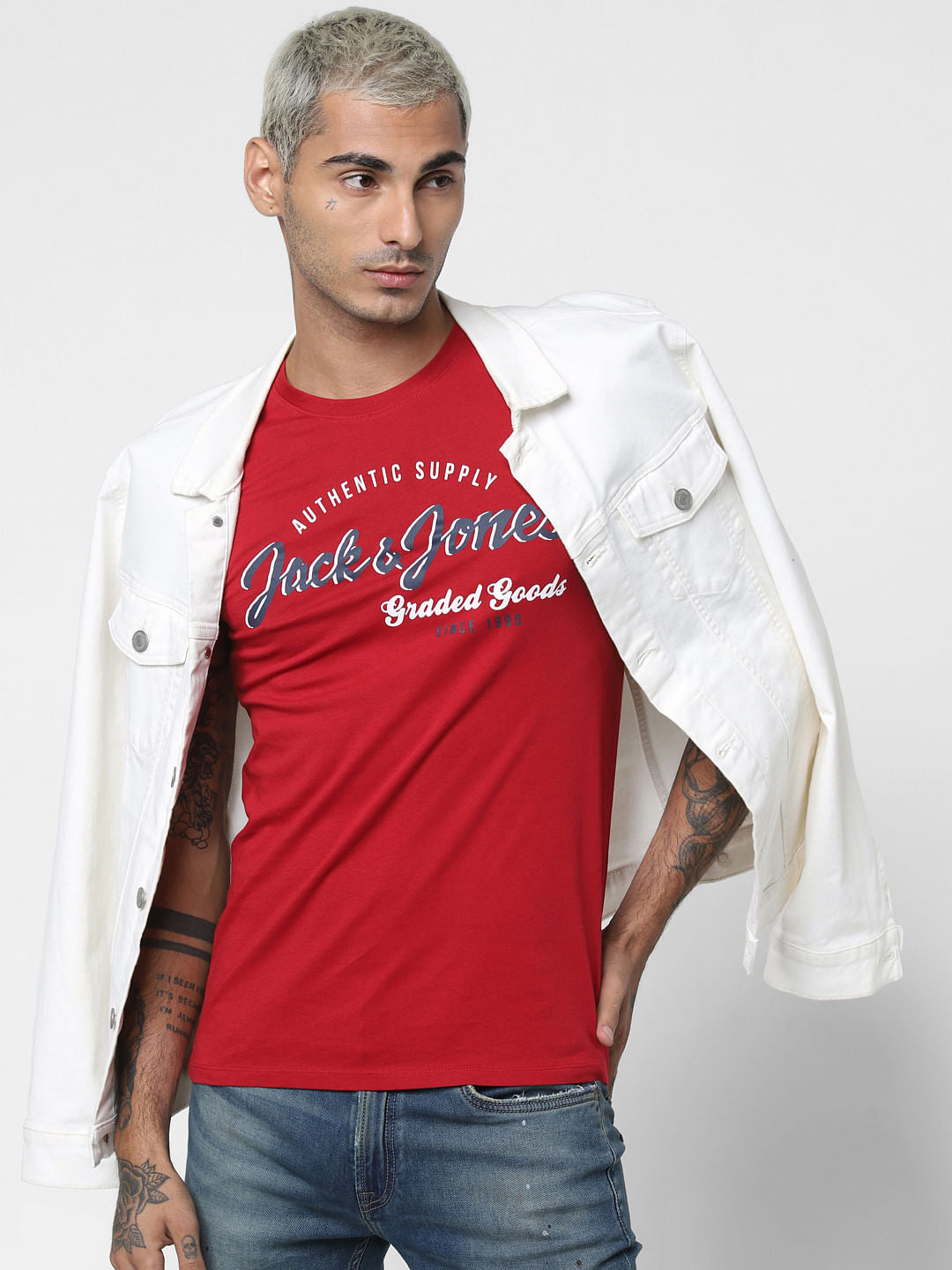 Red Logo Print Crew Neck T-shirt