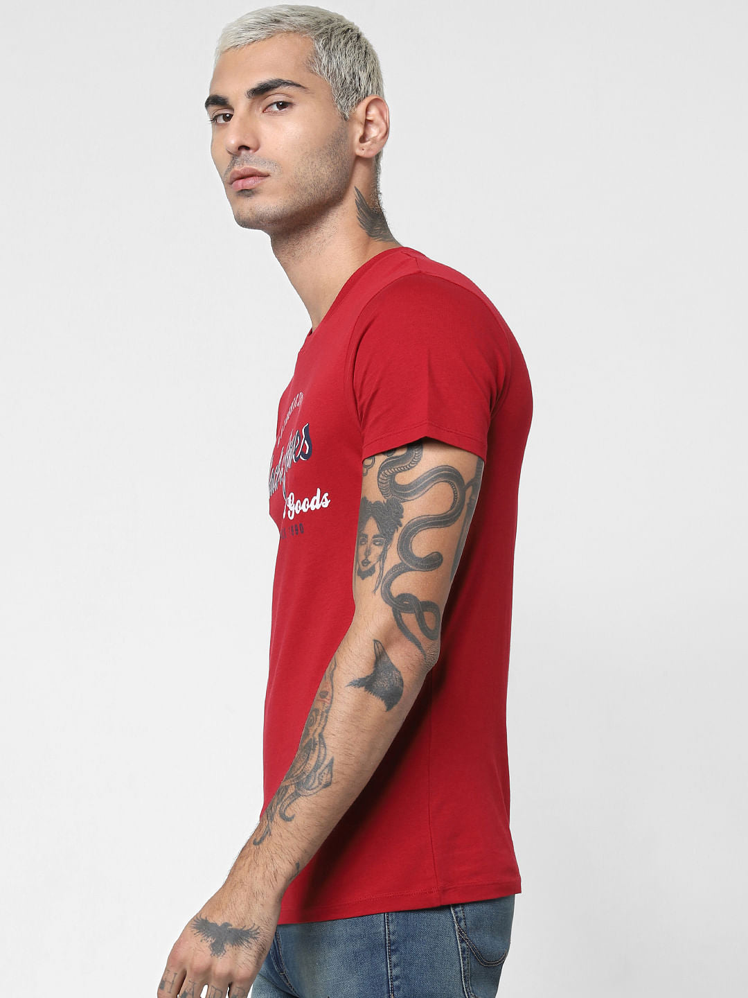 Red Logo Print Crew Neck T-shirt