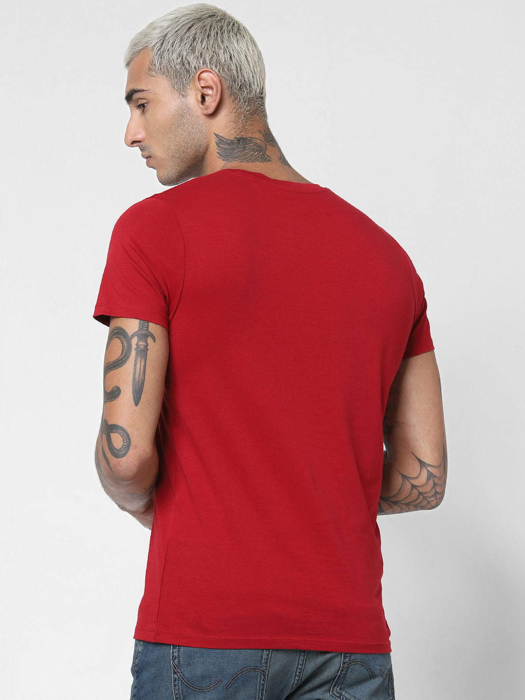 Red Logo Print Crew Neck T-shirt