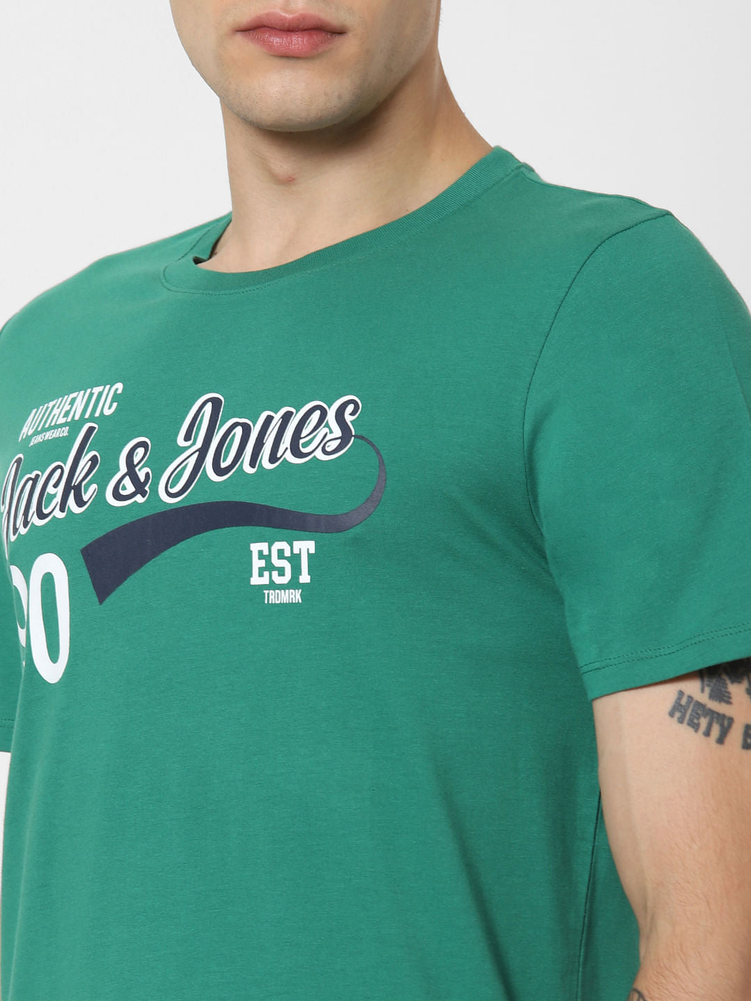 Green Logo Print Crew Neck T-shirt