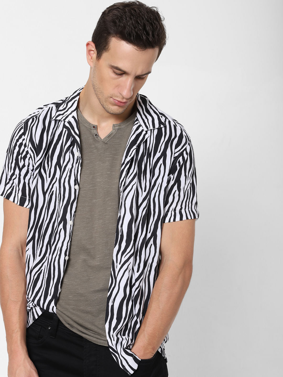 Light Brown V Neck T-shirt