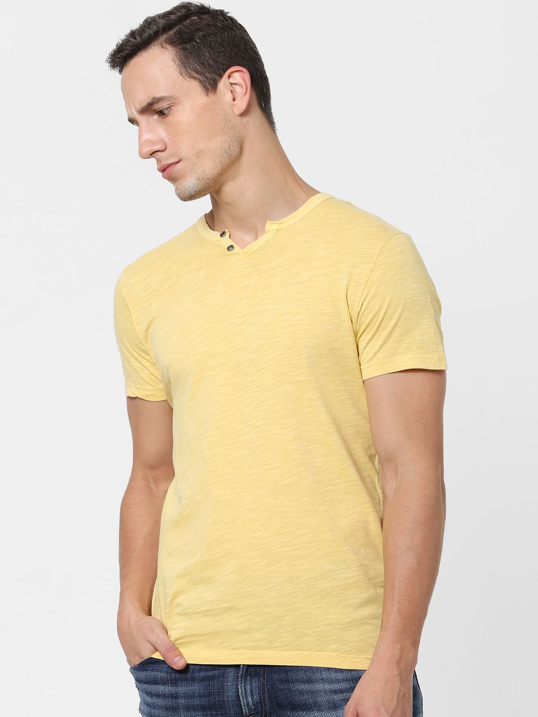 Yellow V Neck T-shirt