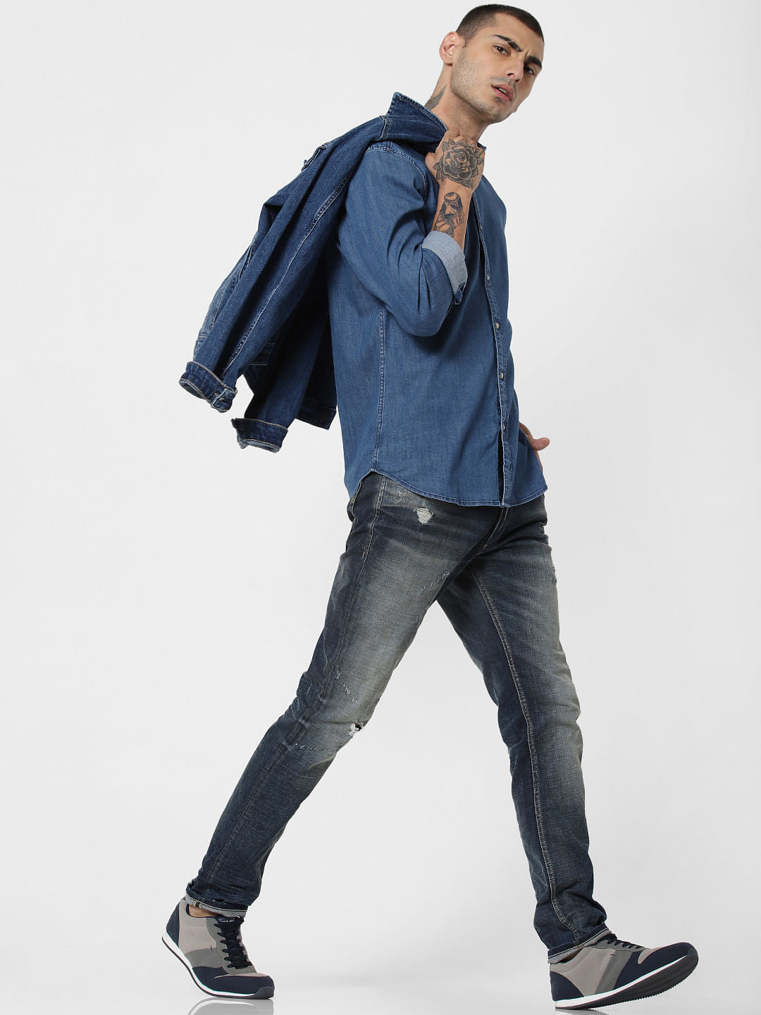 Blue Denim Full Sleeves Shirt - S