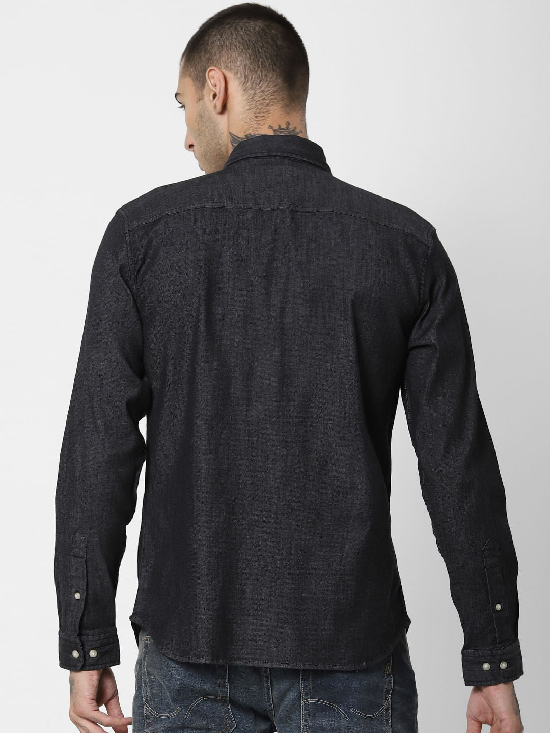 Black Denim Full Sleeves Shirt