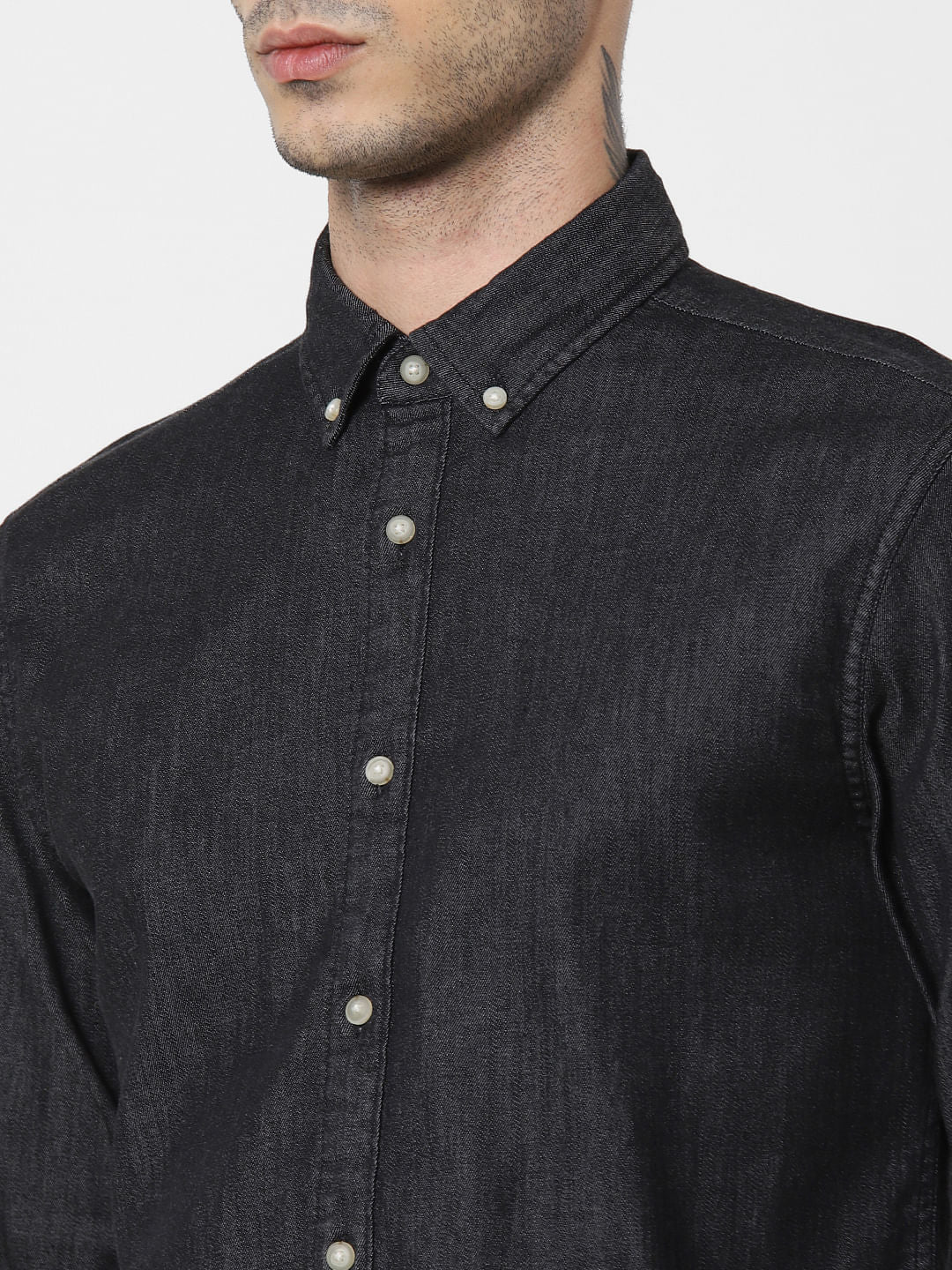 Black Denim Full Sleeves Shirt
