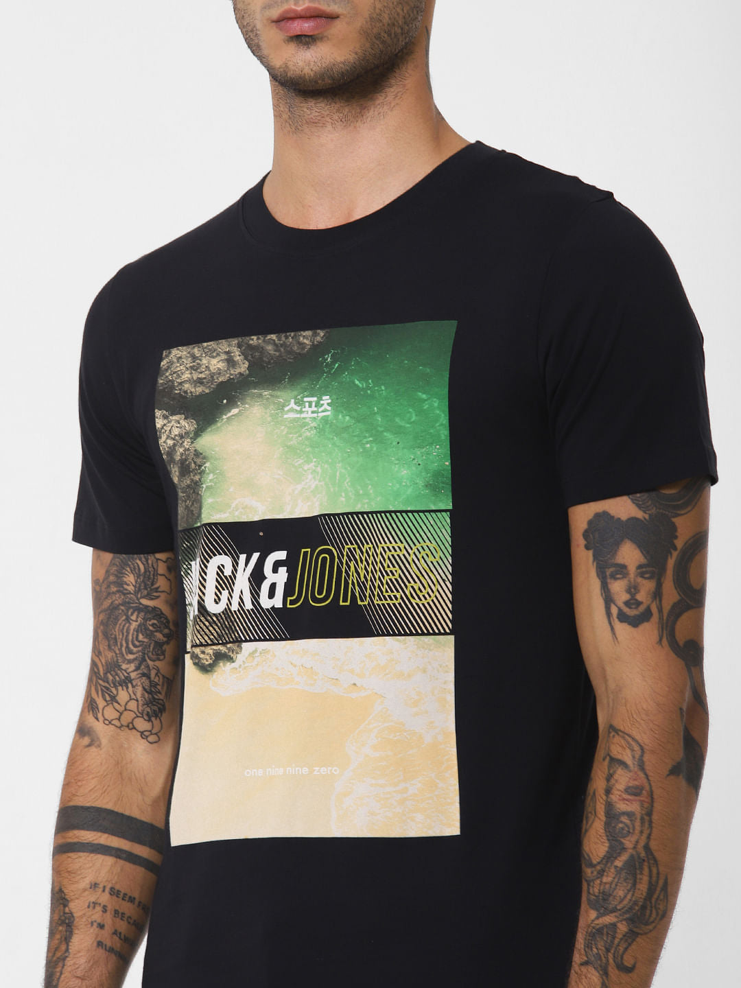Black Logo Print Crew Neck T-shirt