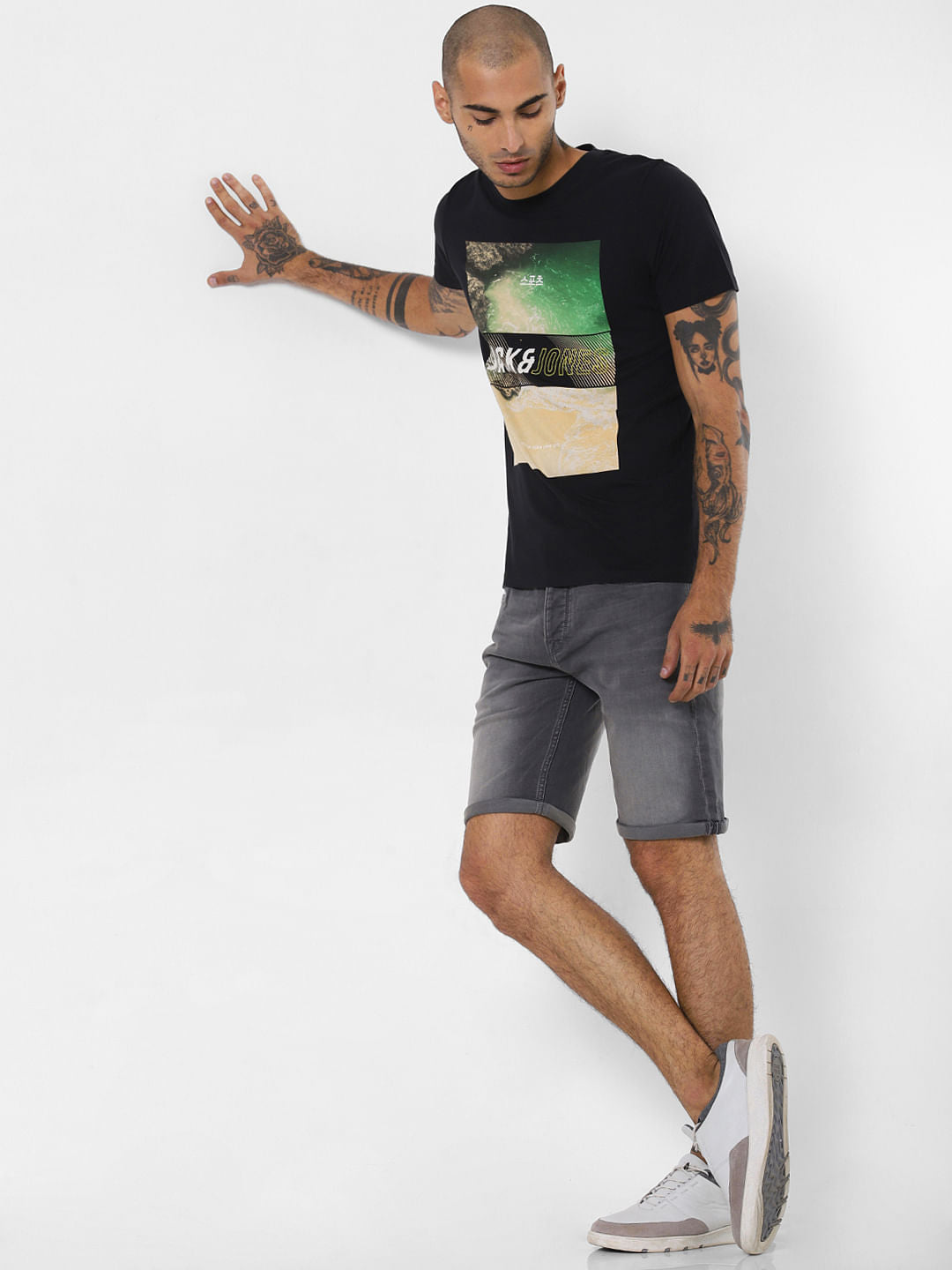 Black Logo Print Crew Neck T-shirt