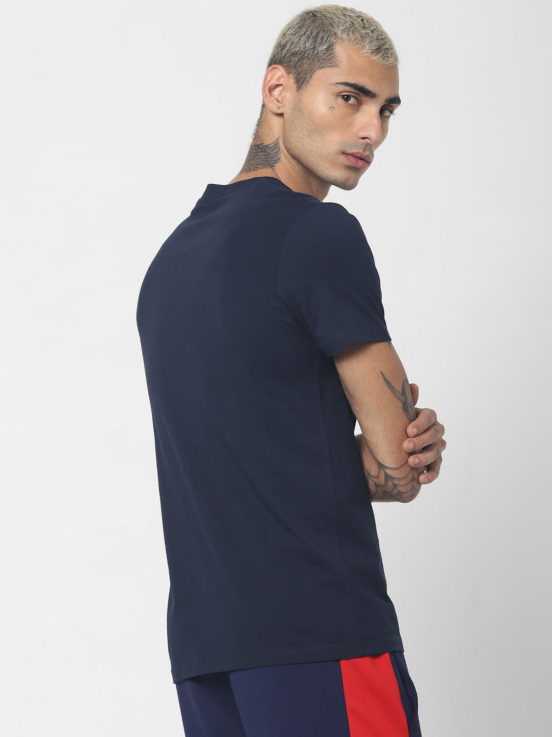 Navy Blue Graphic Print Crew Neck T-shirt