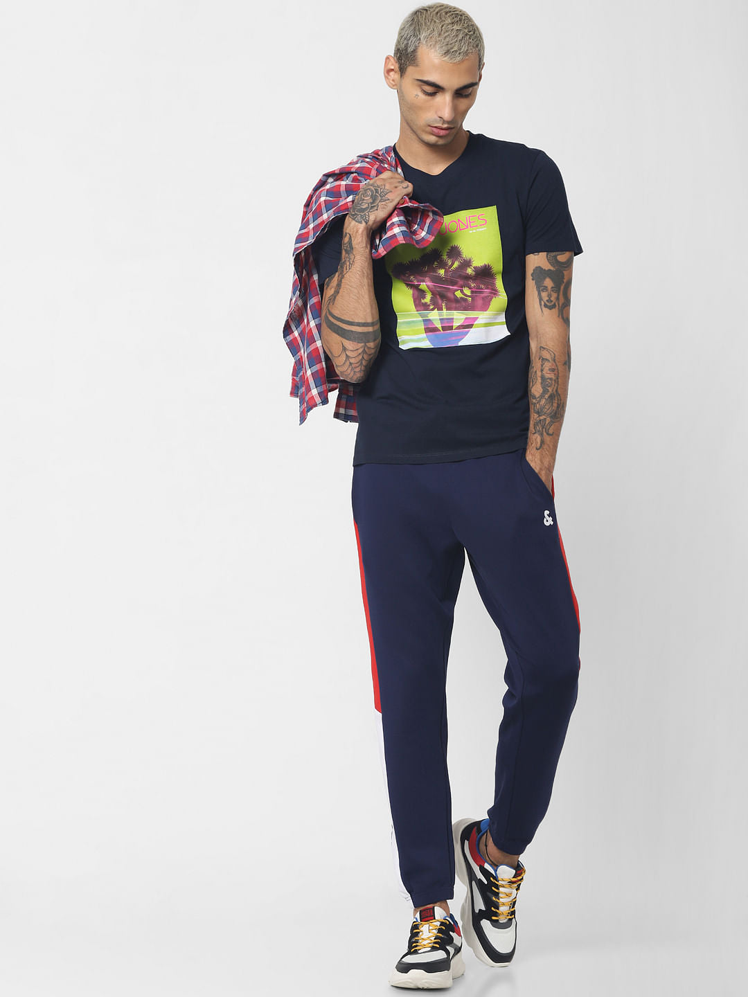Navy Blue Graphic Print Crew Neck T-shirt
