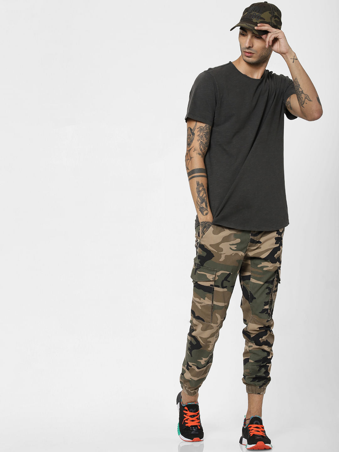 Black Washed Crew Neck T-shirt - S