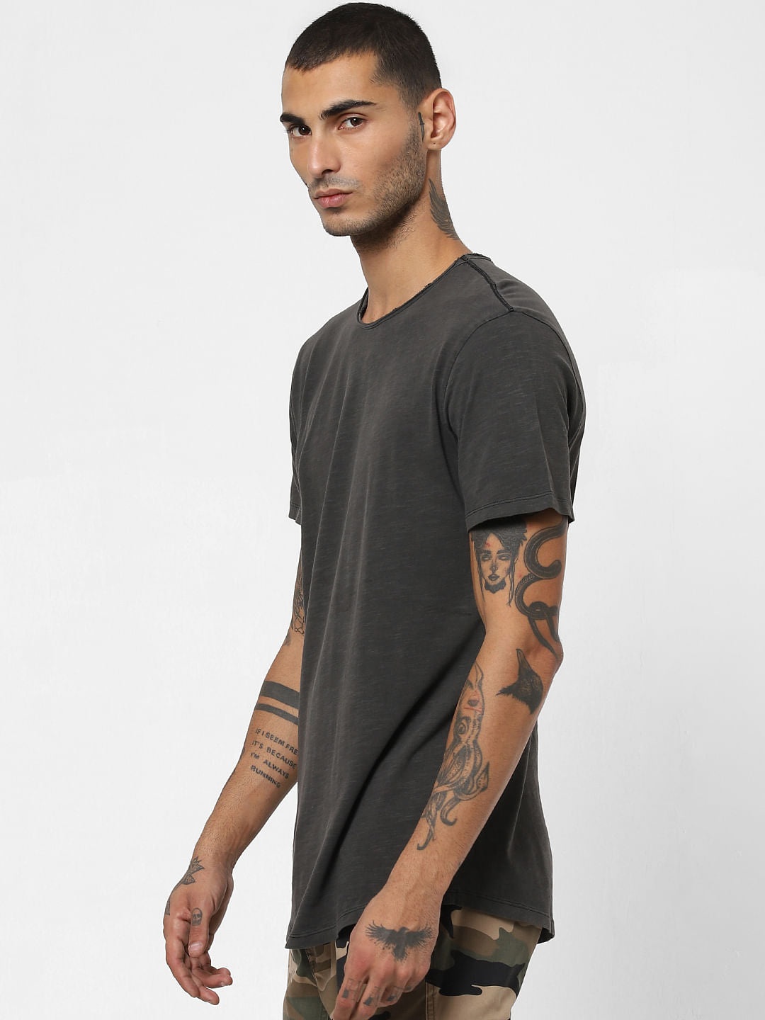 Black Washed Crew Neck T-shirt