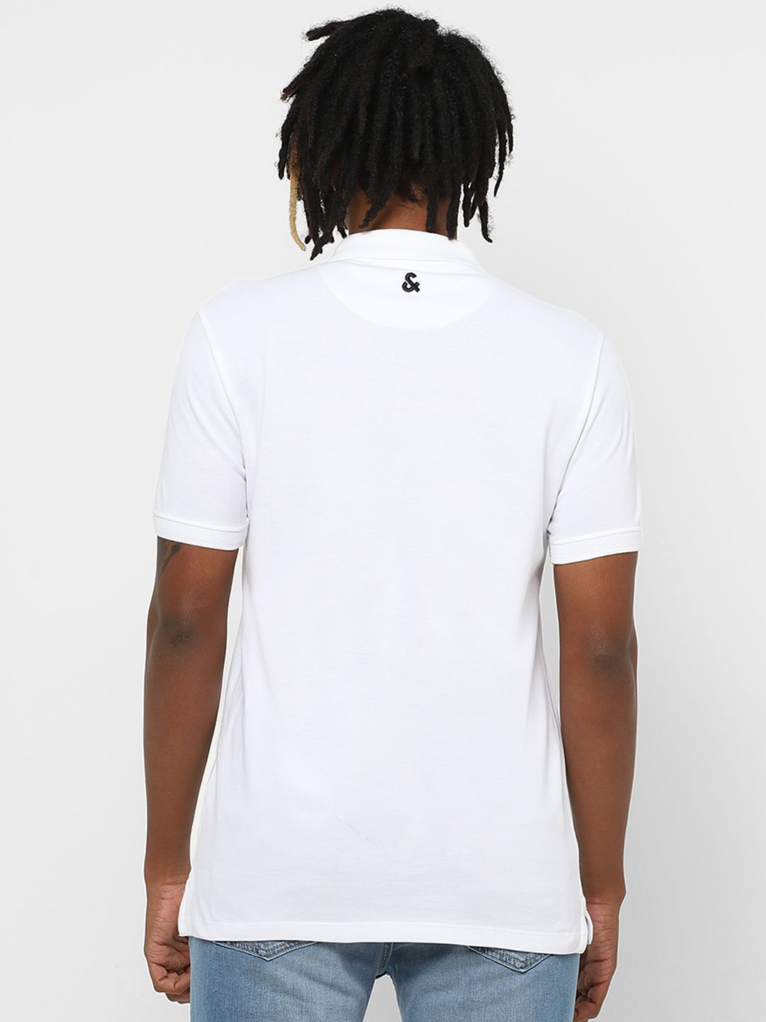 White Jacquard Cotton Polo