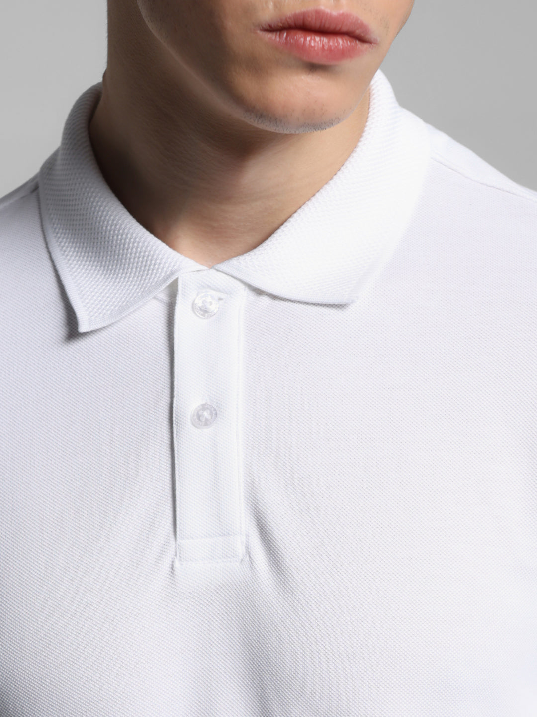 White Jacquard Cotton Polo