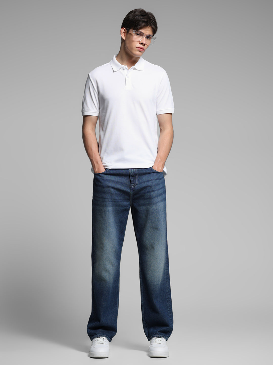 White Jacquard Cotton Polo