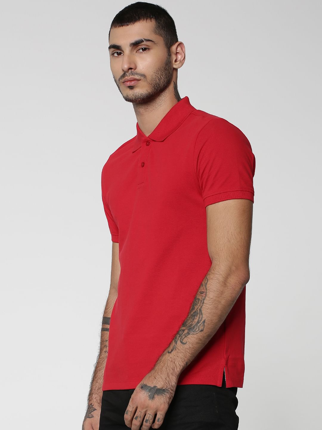 Bright Red Cotton Polo
