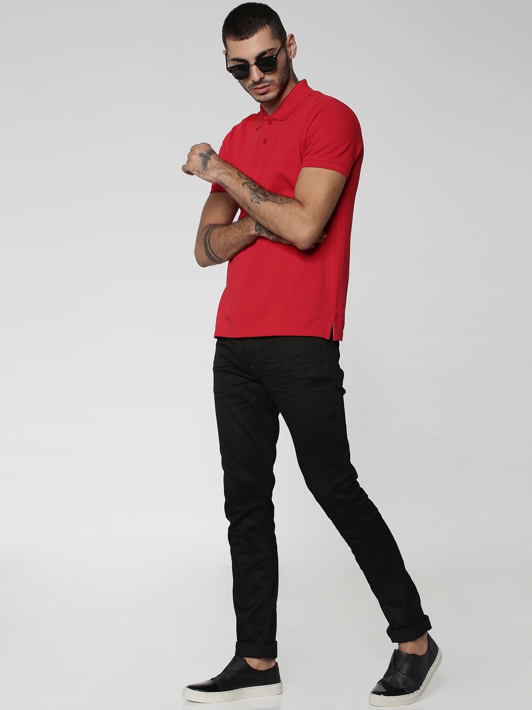 Bright Red Cotton Polo