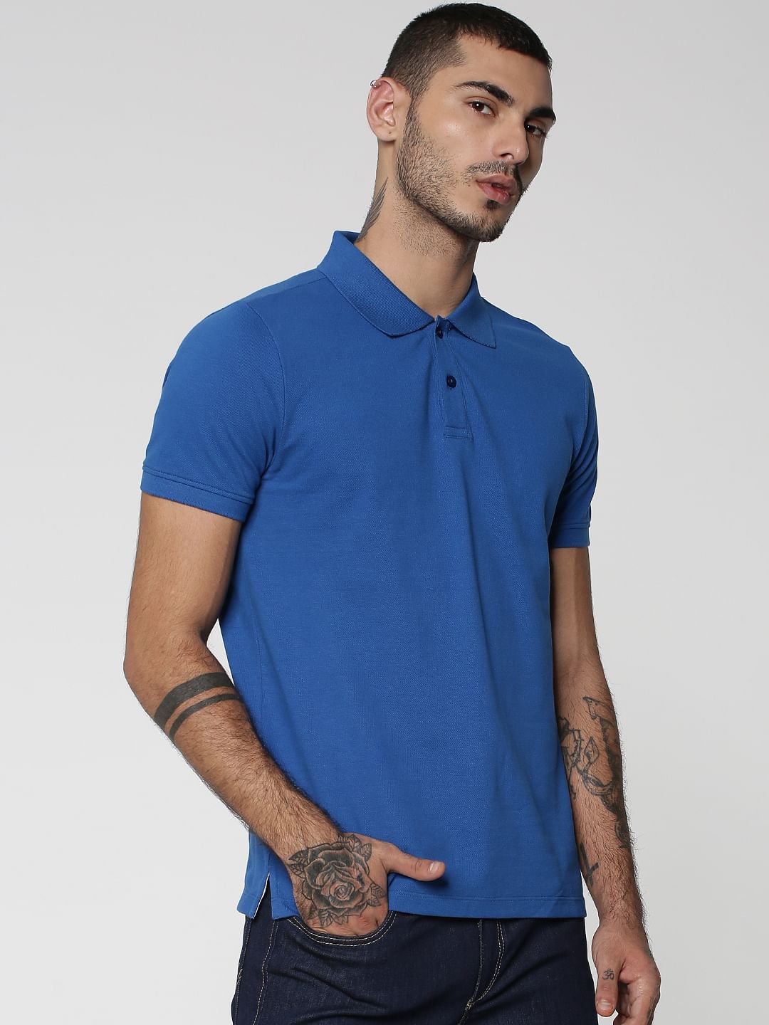 Electric Blue Cotton Polo