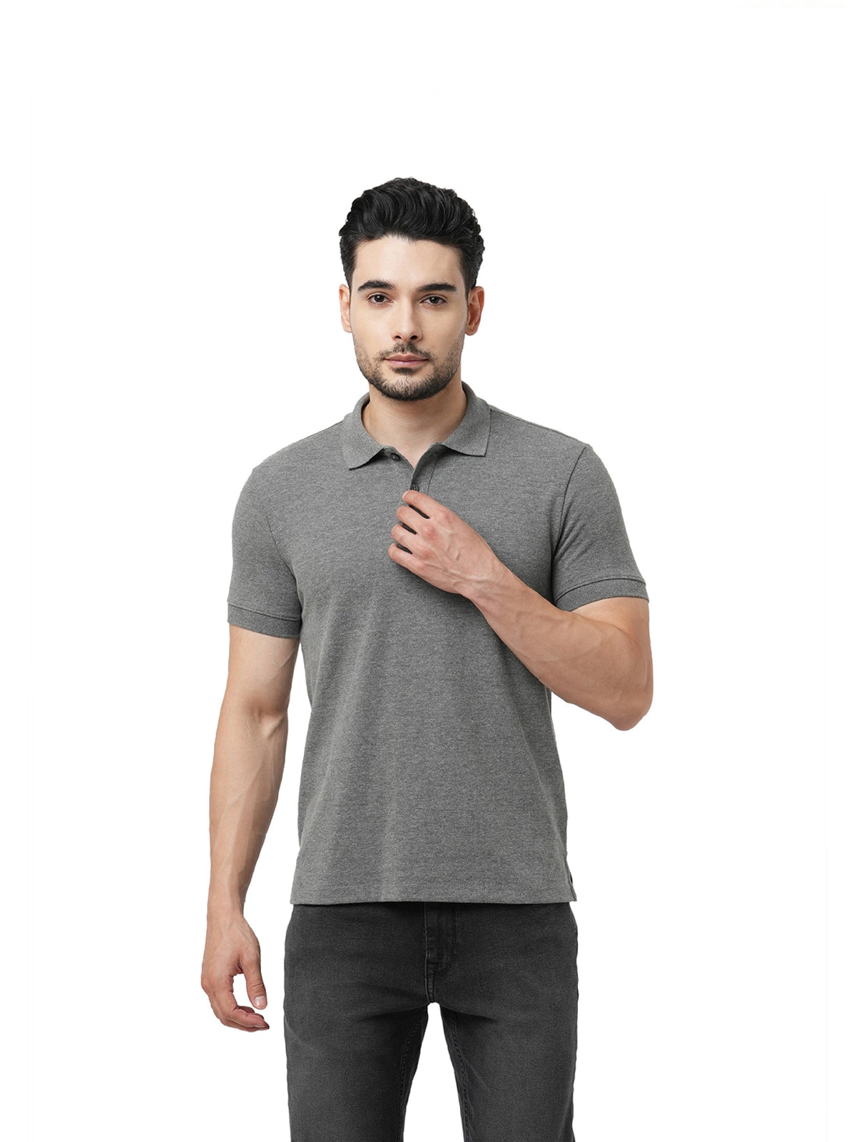 Charcoal Grey Cotton Polo - XS