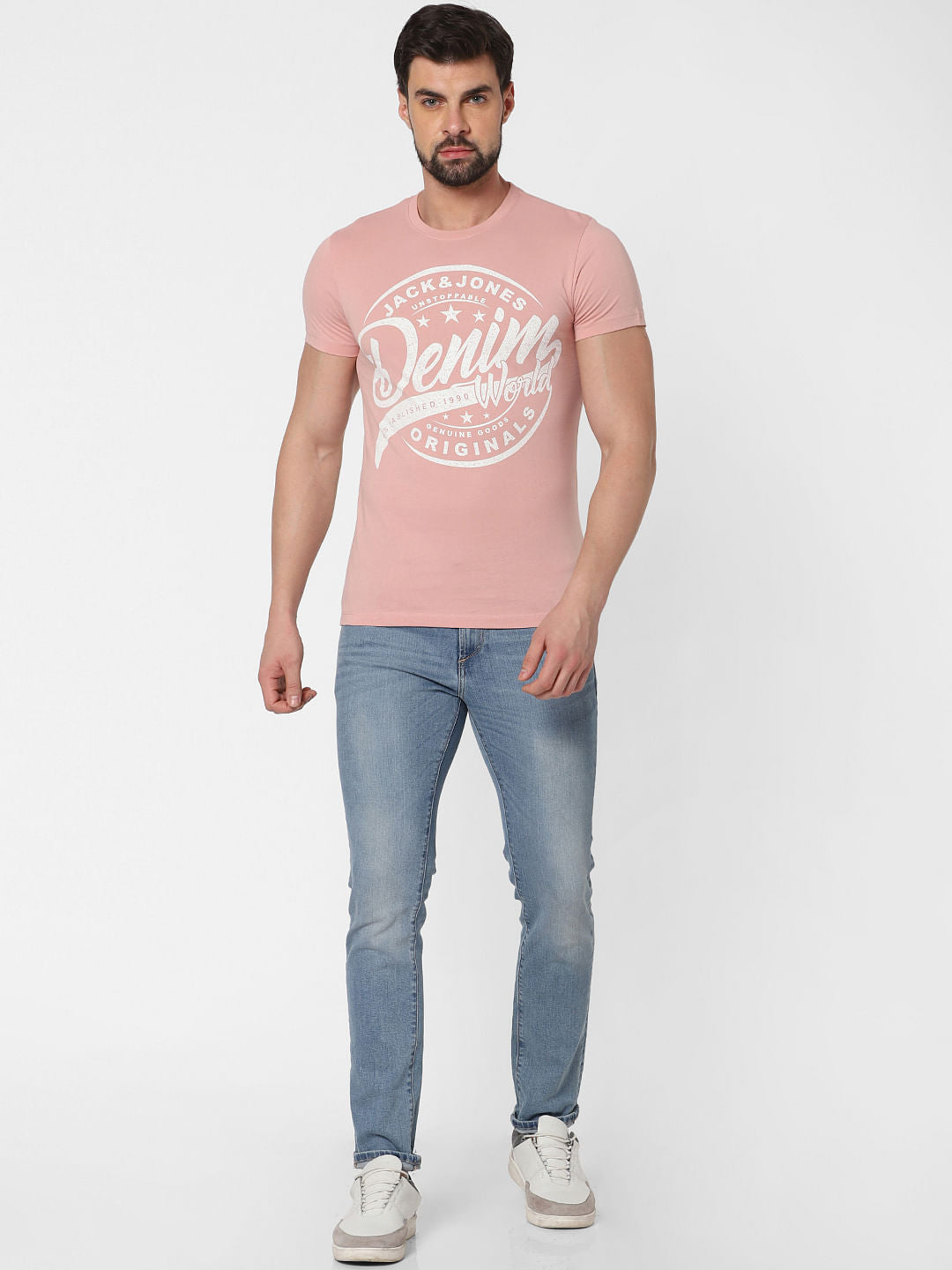 Pink Logo Print Crew Neck T-Shirt - S