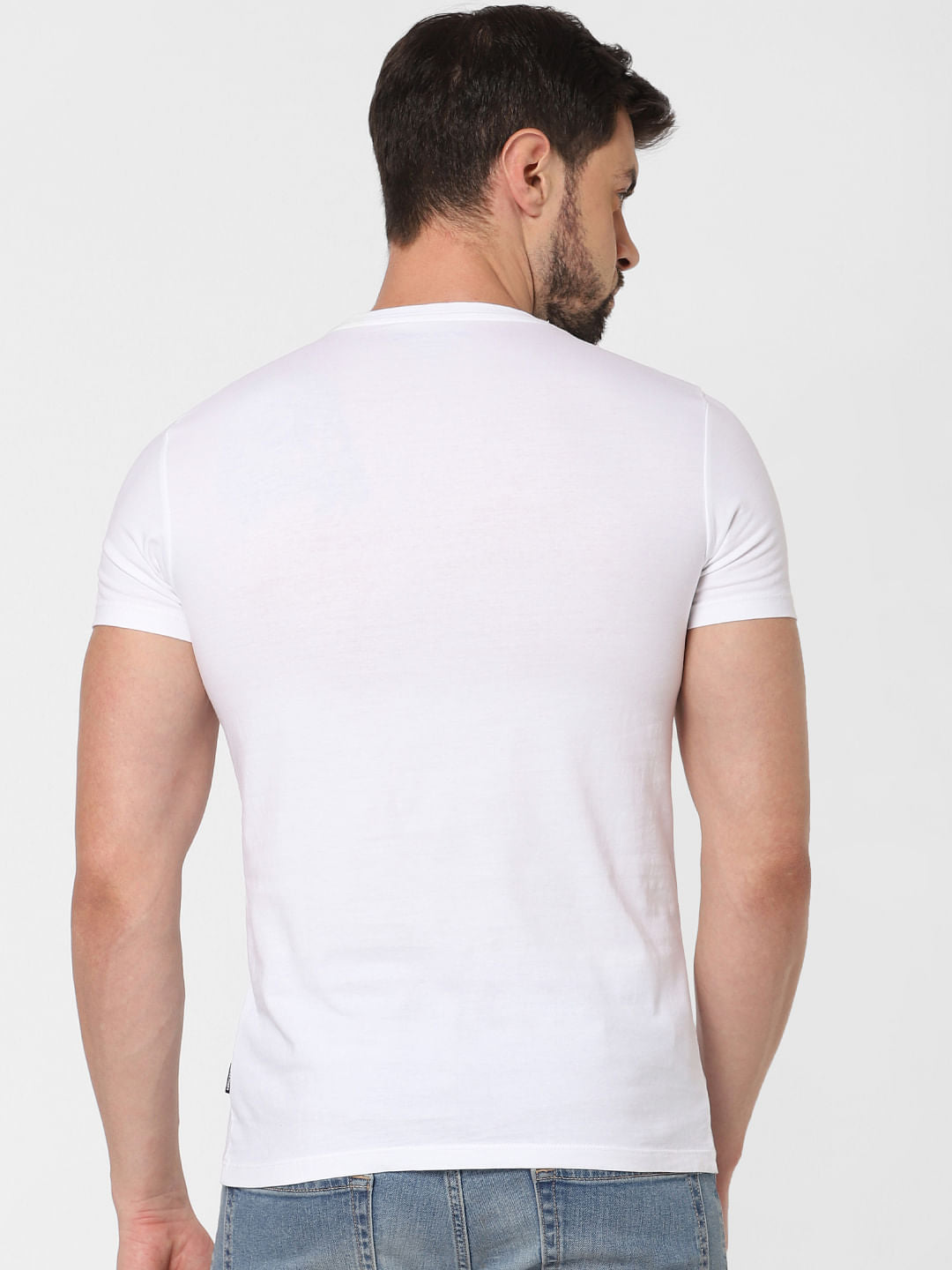White Logo Print Crew Neck T-Shirt
