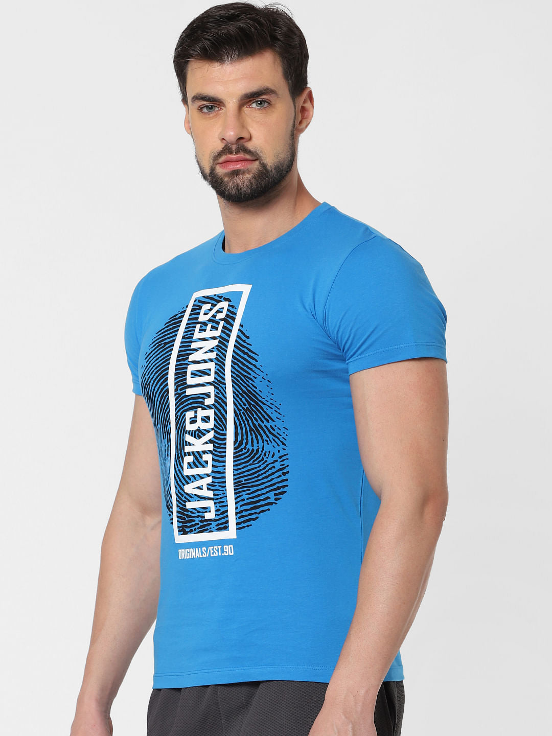 Blue Graphic Print Crew Neck T-Shirt Online in India - Flat 20% Off