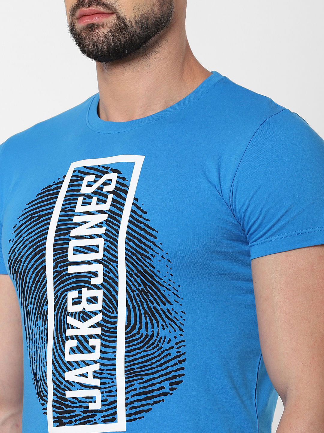 Blue Graphic Print Crew Neck T-Shirt Online in India - Flat 20% Off