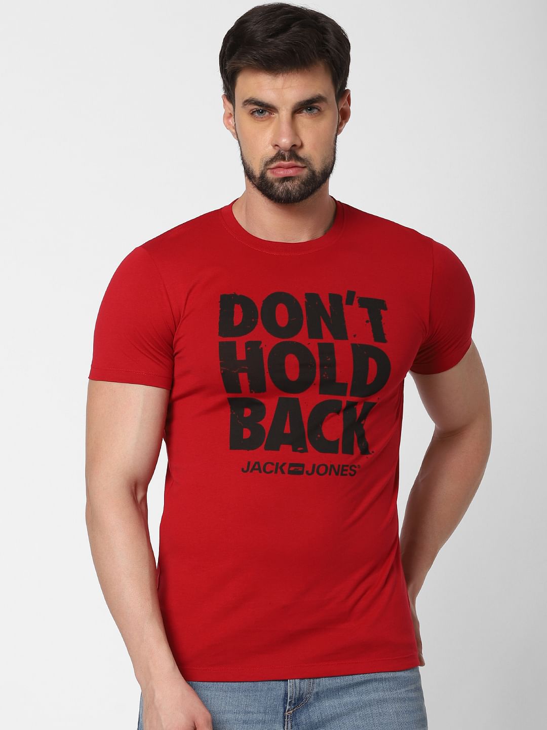 Red Logo Print Crew Neck T-Shirt