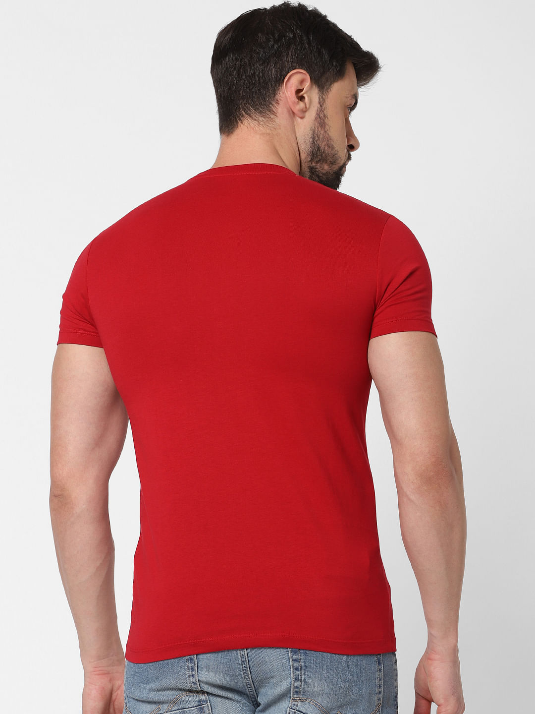 Red Logo Print Crew Neck T-Shirt