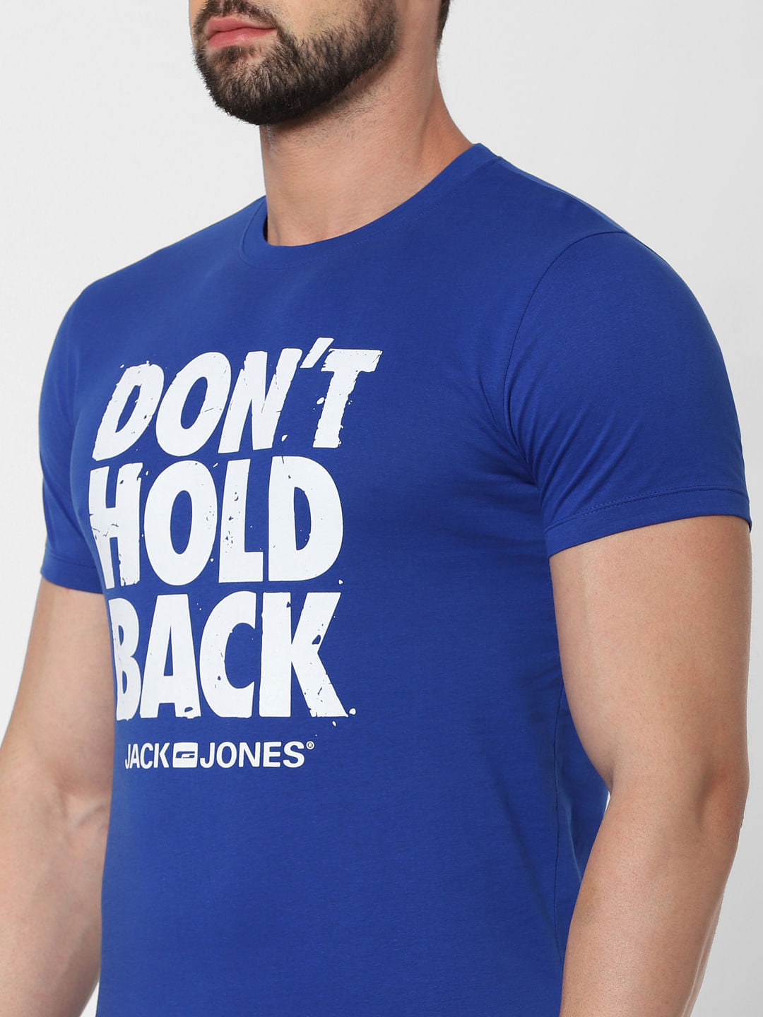 Blue Logo Print Crew Neck T-Shirt Online in India - Flat 20% Off