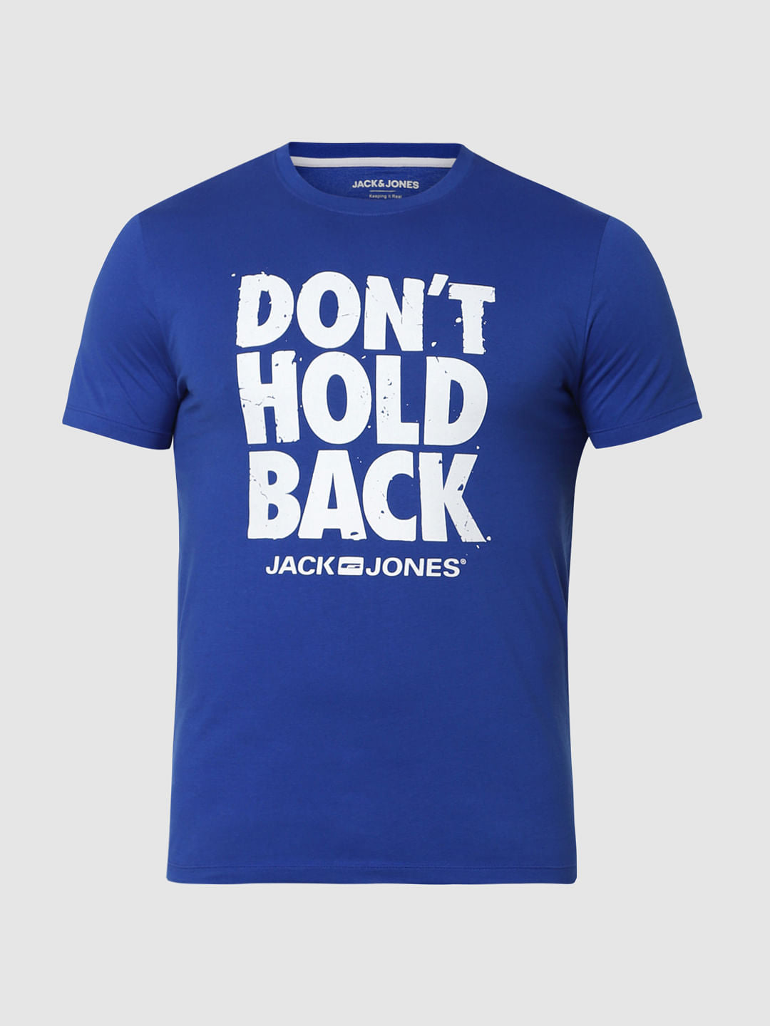 Blue Logo Print Crew Neck T-Shirt Online in India - Flat 20% Off
