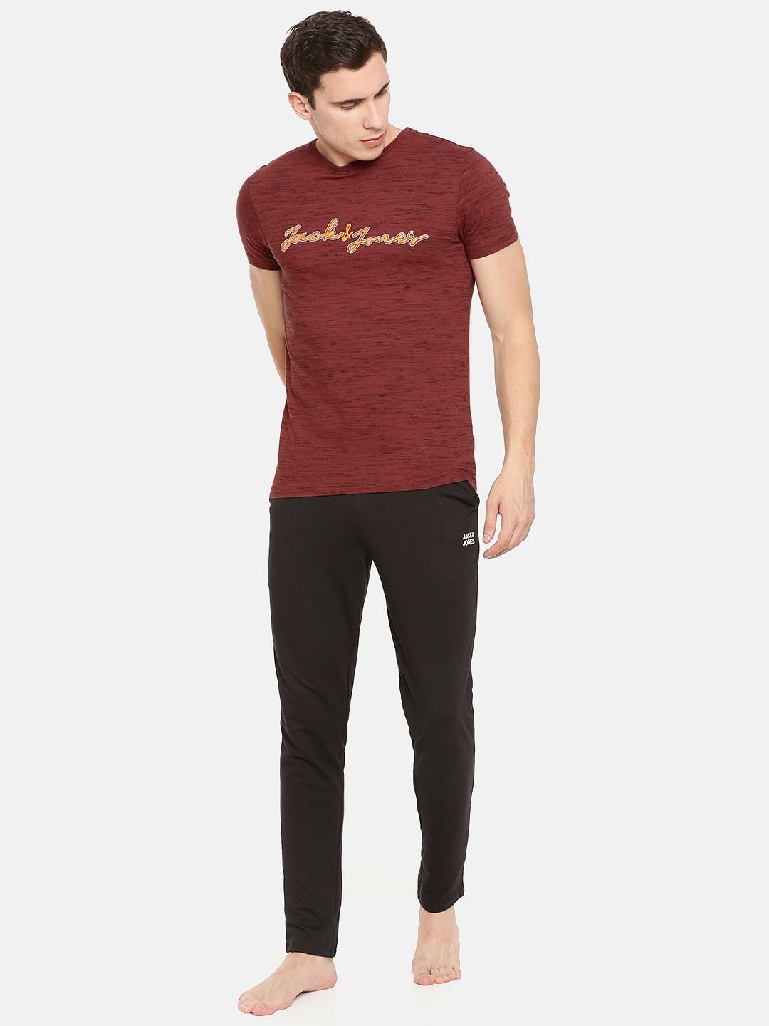 Red Logo Print Crew Neck T-shirt Online in India - Flat 20% Off