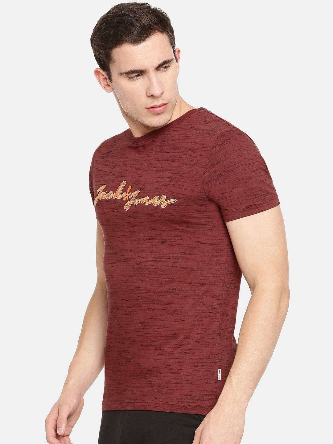 Red Logo Print Crew Neck T-shirt Online in India - Flat 20% Off