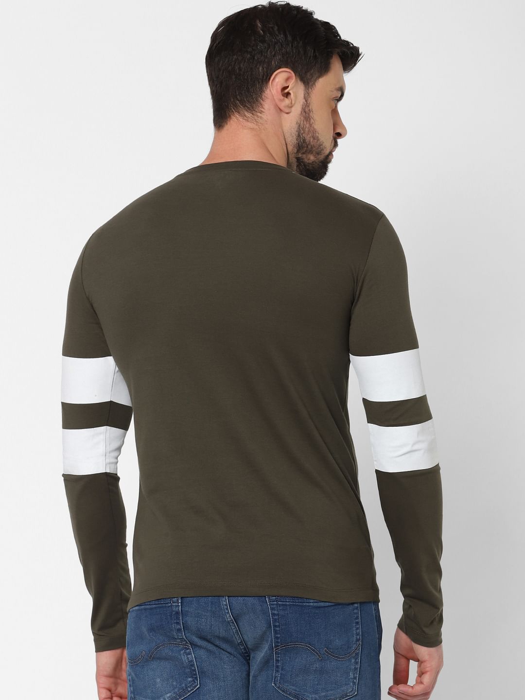 Dark Green Logo Print Crew Neck T-Shirt Online in India - Flat 20% Off