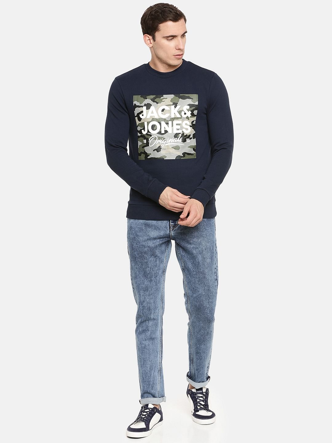 Blue Logo Print Sweatshirt