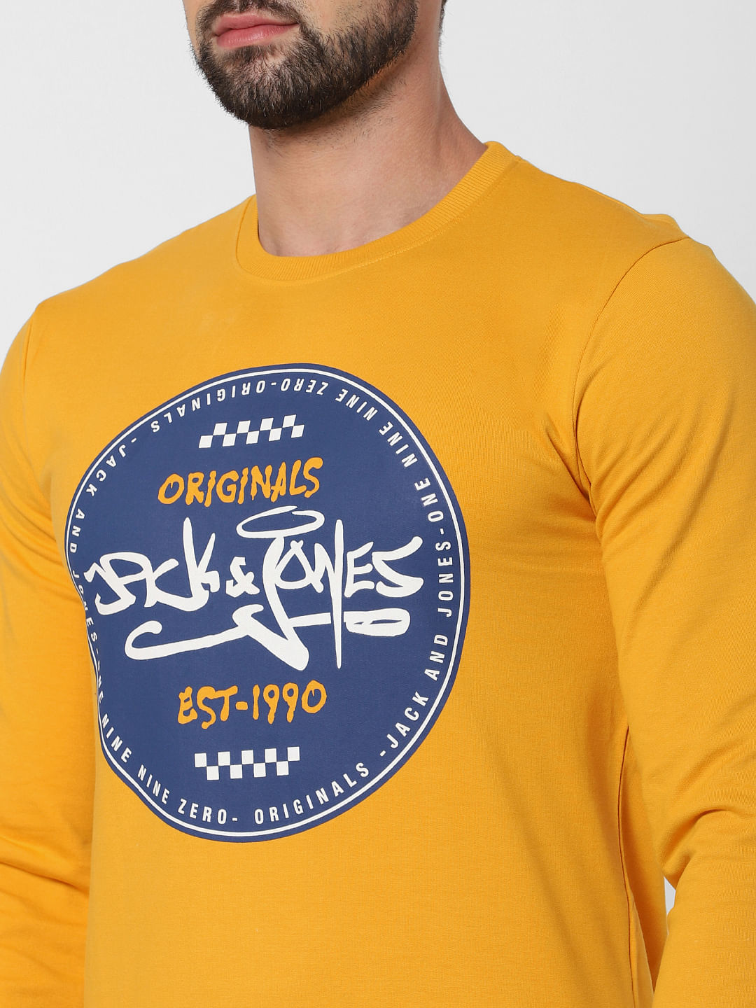 Yellow Logo Print Sweatshirt