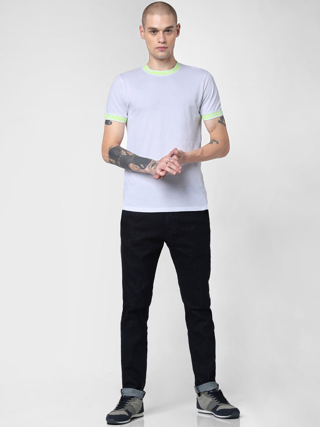 Dark Blue Low Rise Striped Tim Anti Fit Jeans