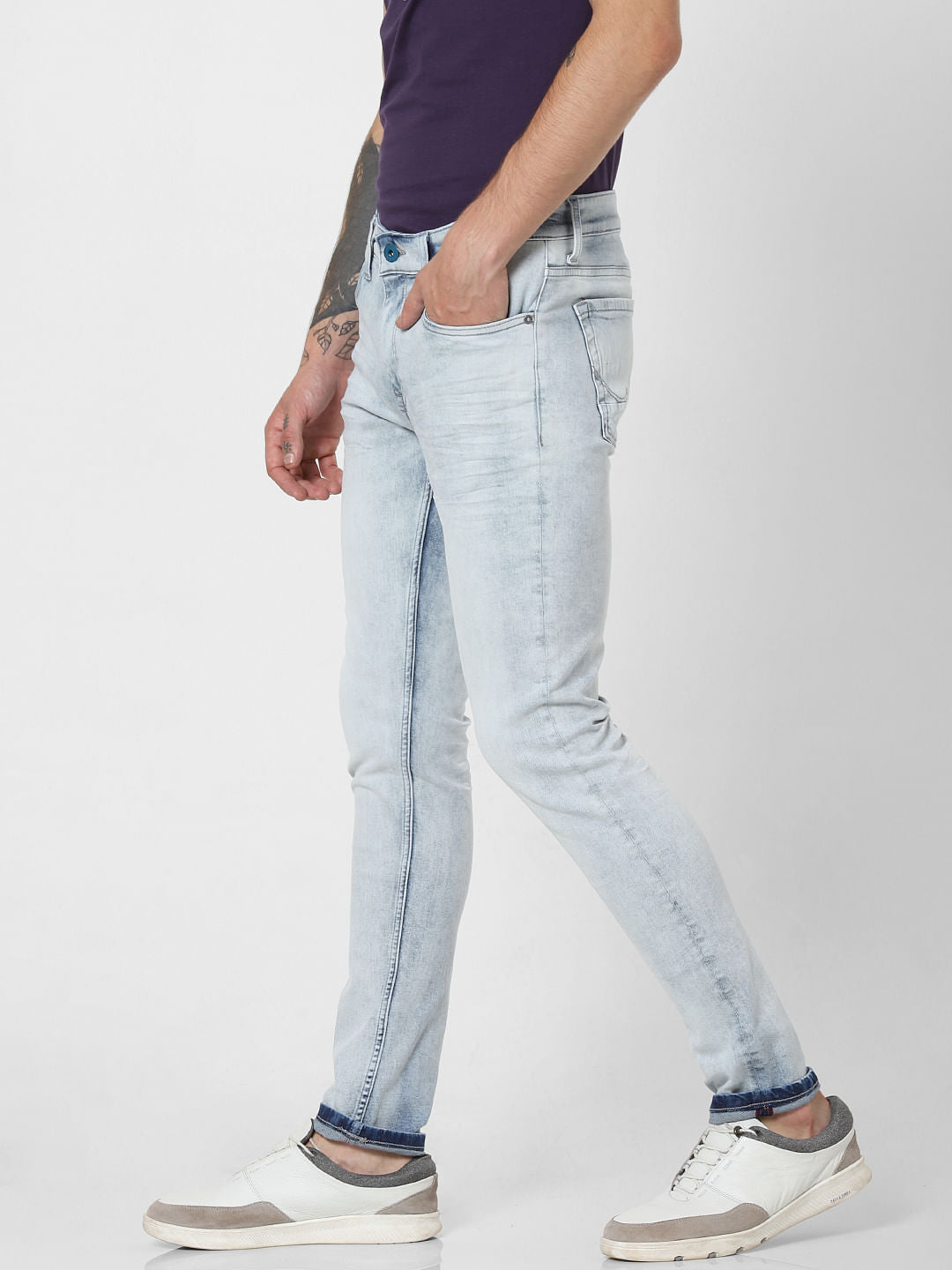 Light Blue Low Rise Faded Liam Skinny Jeans
