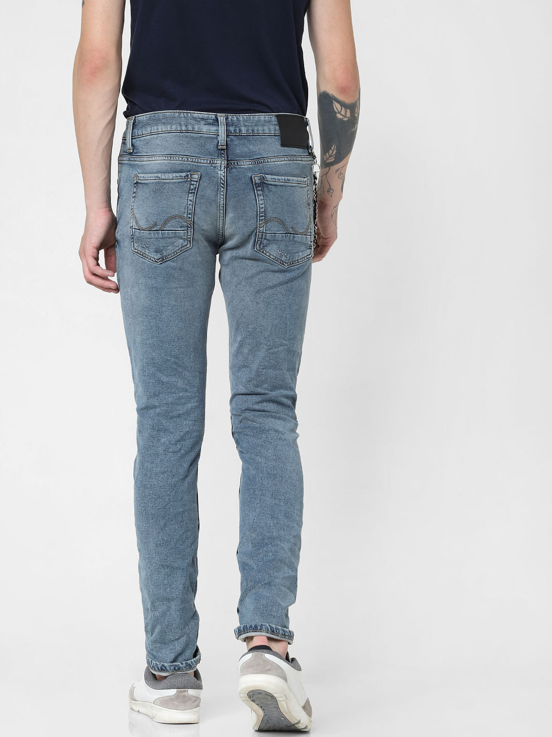 Blue Low Rise Heavily Faded Glenn Slim Jeans