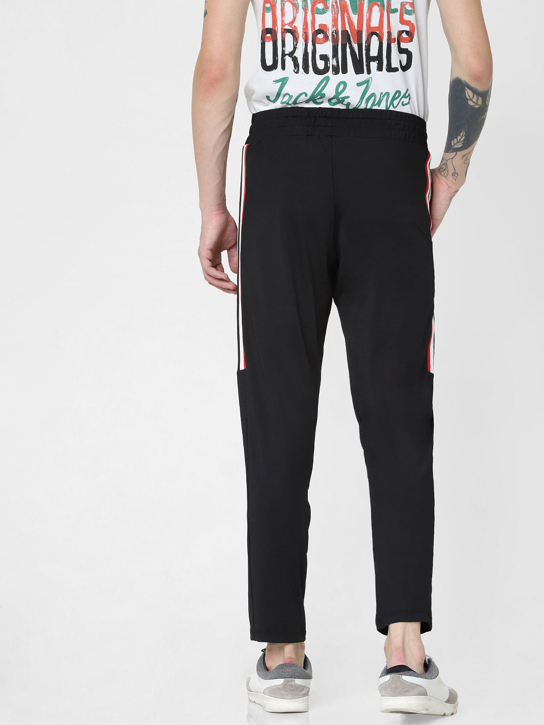 Black Drawstring Tape Detail Sweatpants