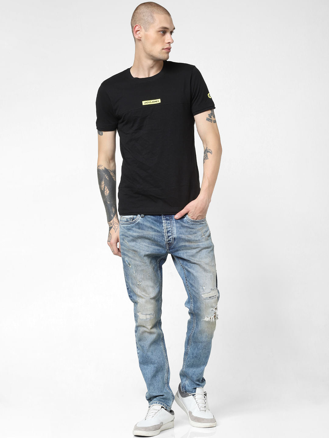 Blue Low Rise Ripped Tim Anti Fit Jeans - 28/30