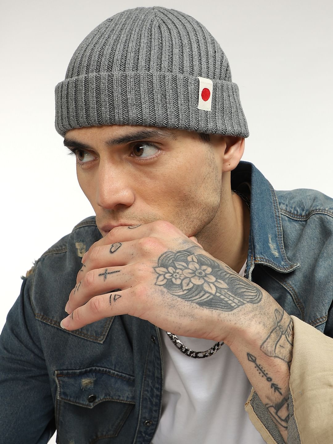 Grey Ribbed Beanie - ONE