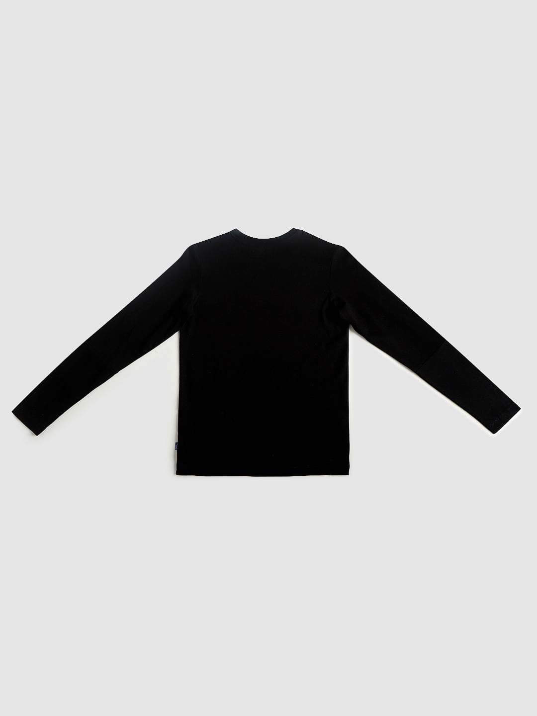 Boys Black Tape Detail Crew Neck T-shirt