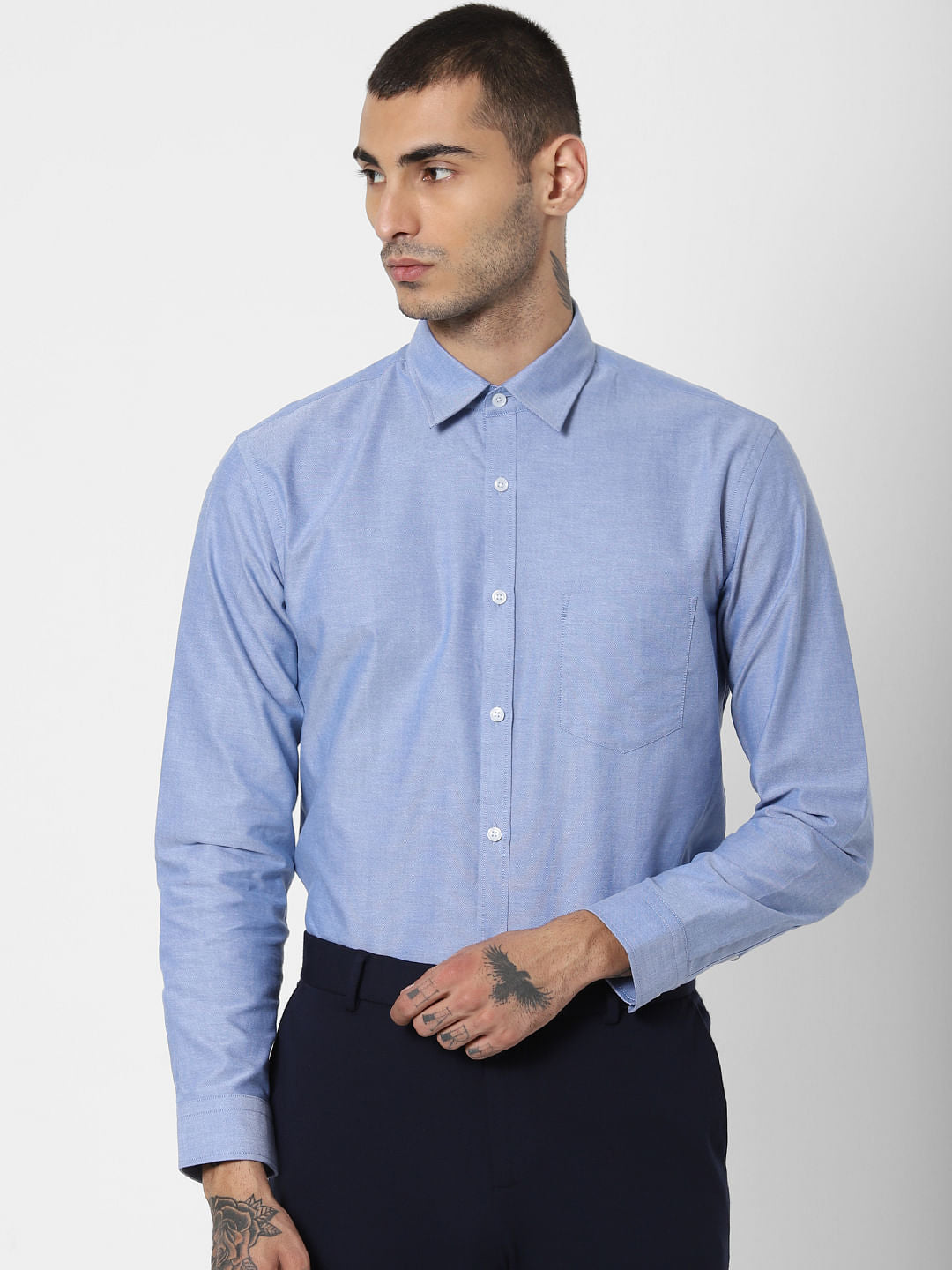 Blue Formal Full Sleeves Shirt - XS