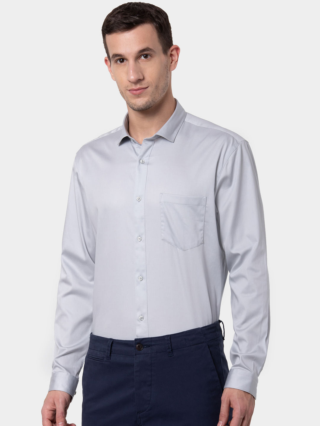 Grey Formal Full Sleeves Shirt - XS