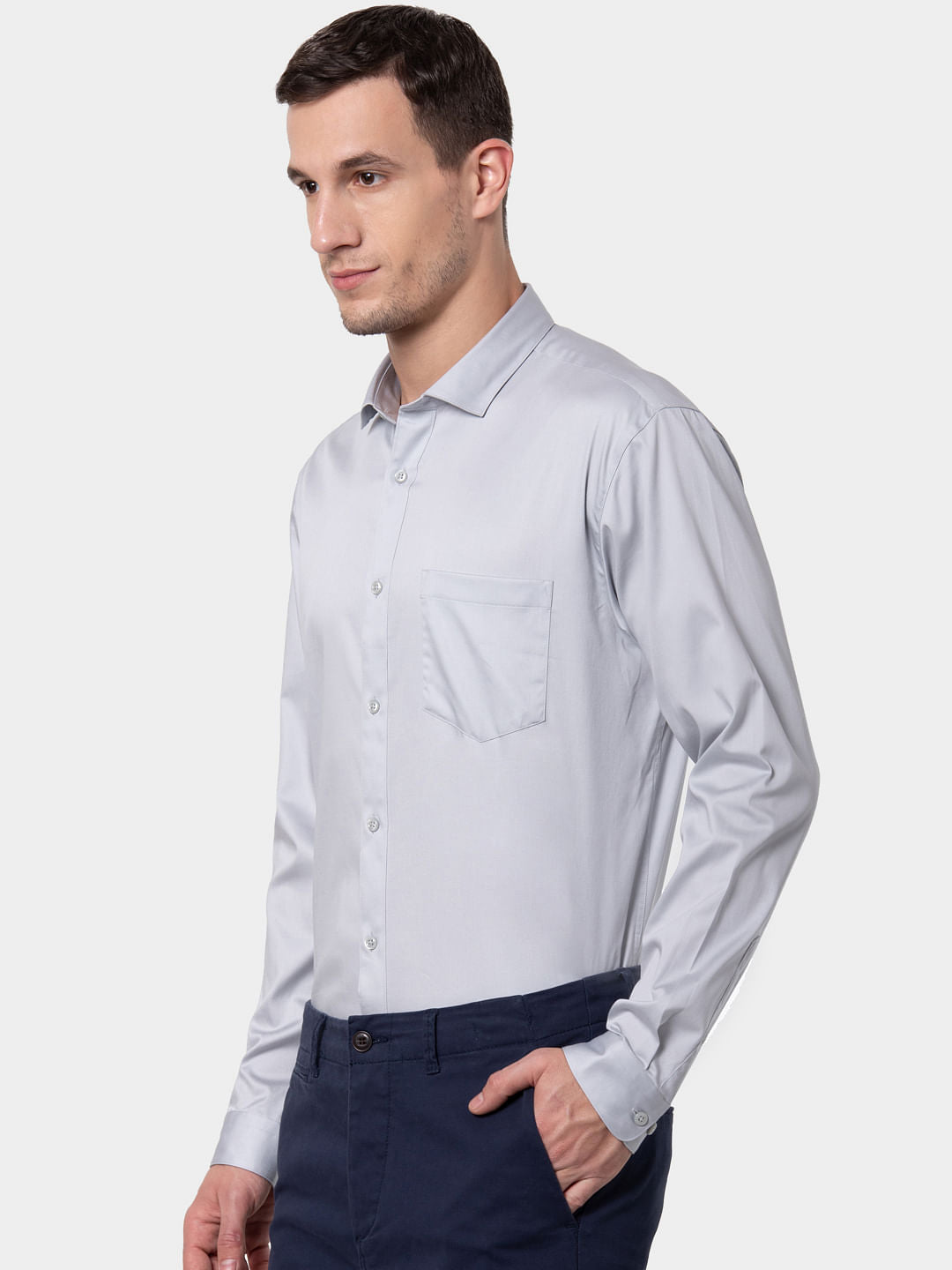 Grey Formal Full Sleeves Shirt